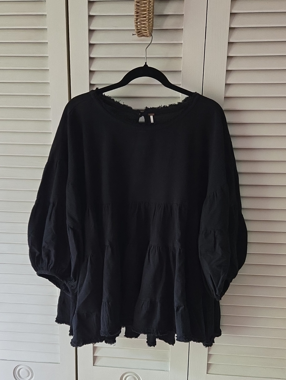 Free People Black Tiered Boho Peasant Tunic